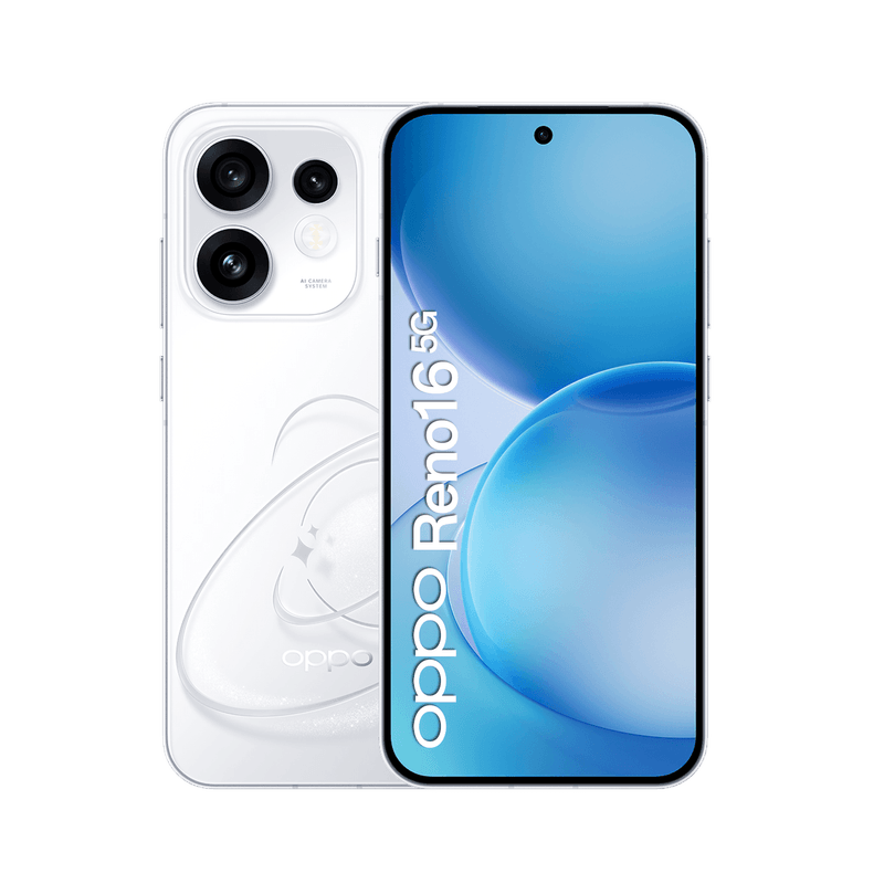 Oppo Reno16 5G 256GB AMOLED 6.32 cámara 50MP blanco frontal