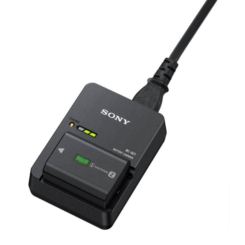 Cargador Sony BC-QZ1 para NP-FZ100 frontal oblicuo