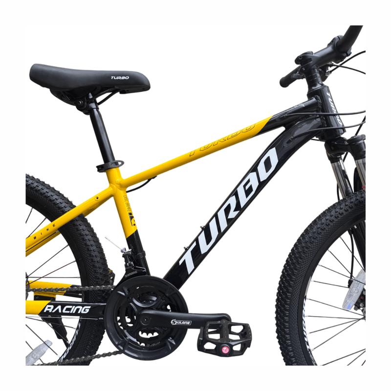 Bicicleta Turbo Racing JY102 aro 26 21 velocidades amarillo cuadro de aluminio