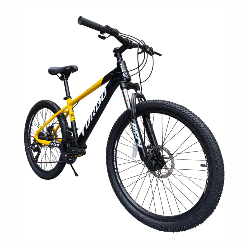 Bicicleta Turbo Racing JY102 aro 26 21 velocidades amarillo oblicuo