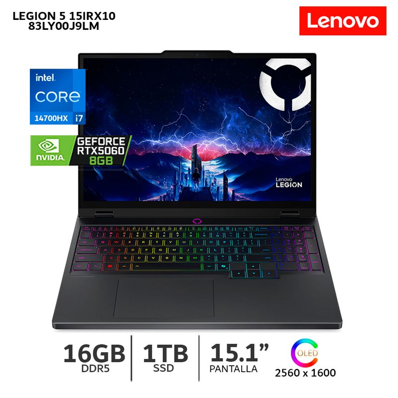 Laptop Lenovo Legion 5 15.1" Core i7 RTX 5060 1TB SSD negro especificaciones