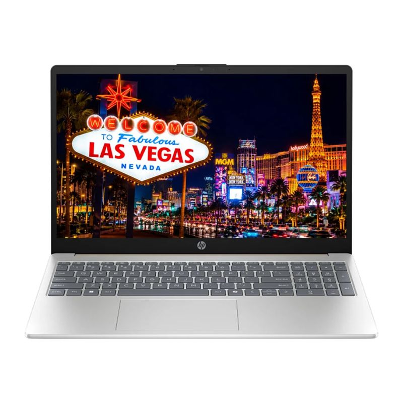 Laptop HP 15-fd2369la Core Ultra 5 24GB 512GB táctil plateado frontal