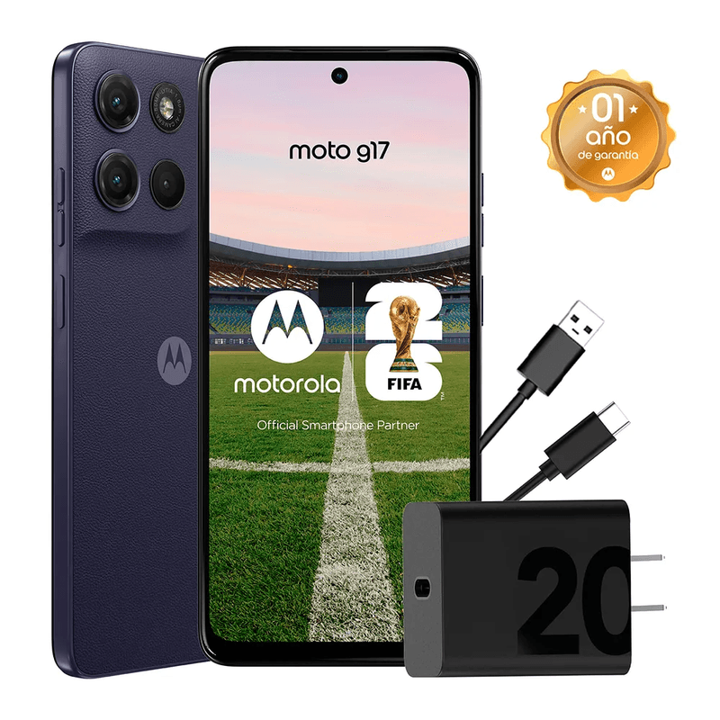 Motorola G17 5G 128GB 4GB RAM 108MP arándano cargador