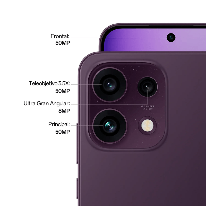 Oppo Reno16 F 5G 256GB AMOLED 6.57 50MP vino frontal cámaras
