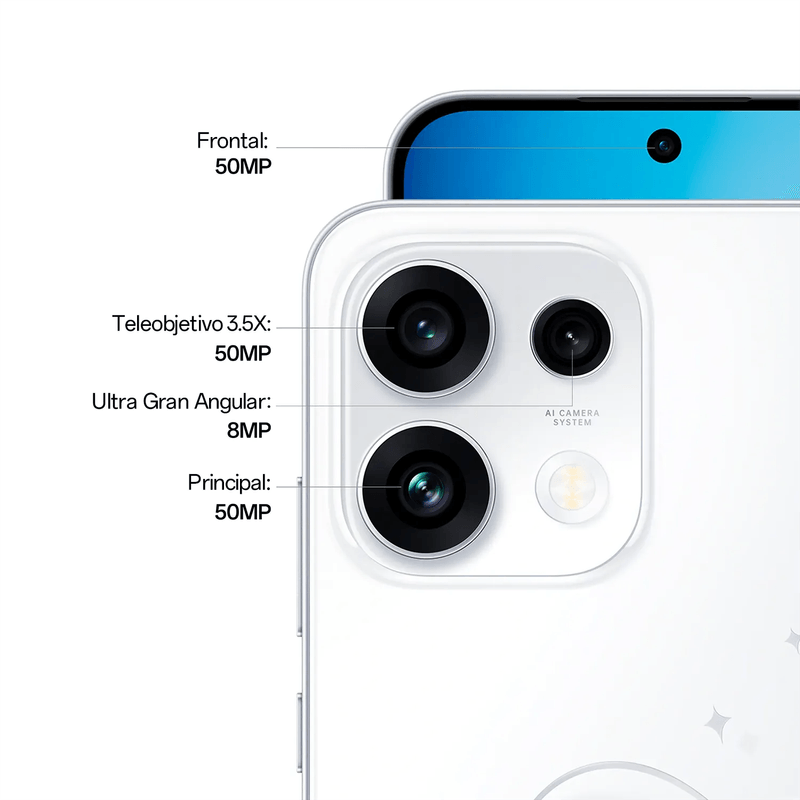 Oppo Reno16 F 5G 256GB AMOLED 6.57 50MP blanco cámara