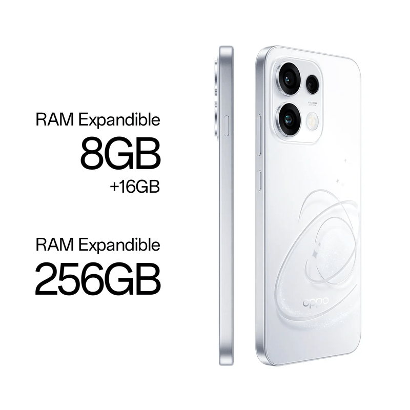 Oppo Reno16 F 5G 256GB AMOLED 6.57 50MP blanco frontal oblicuo