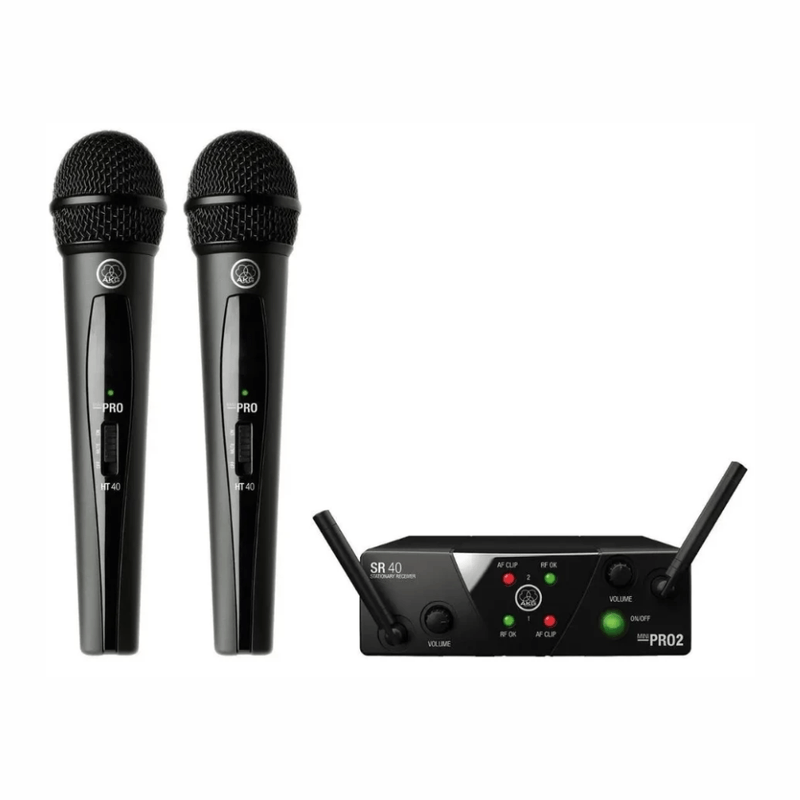 Pack 2 micrófonos AKG WMS40 Mini Dual negro frontal