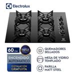 Combo Electrolux KE4GR + DE6SB 60 cm gas campana frontal características