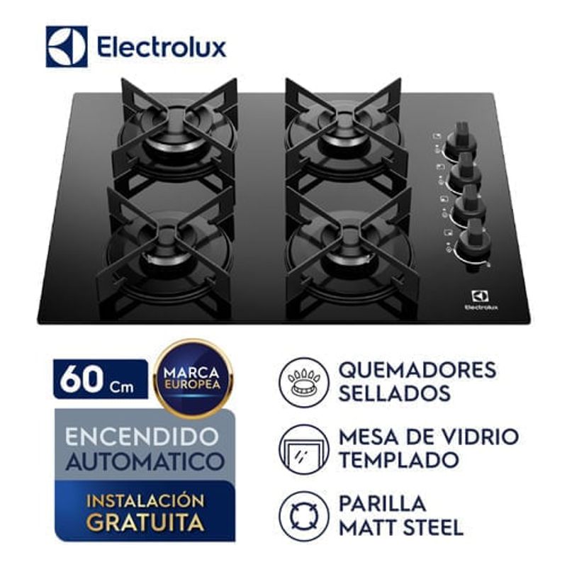 Combo Electrolux KE4GR + DE6SB 60 cm gas campana frontal características