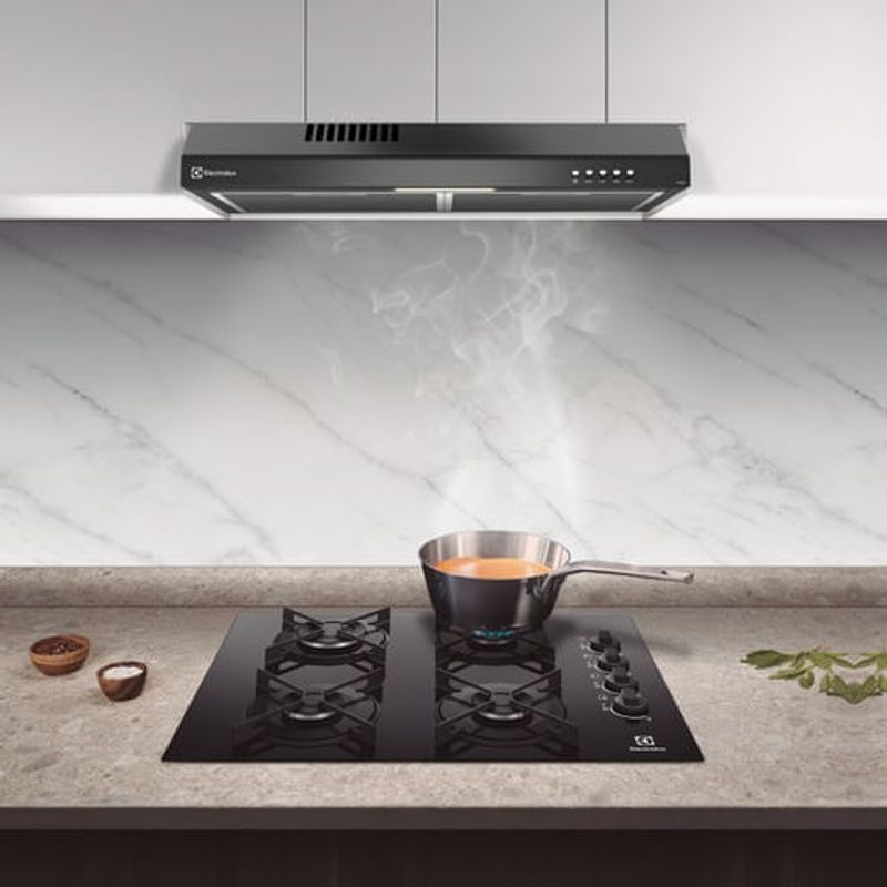 Combo Electrolux KE4GR + DE6SB 60 cm gas campana frontal capacidad