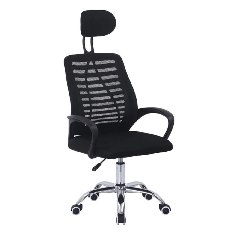 Silla ergonómica CADI ERGO con cabecera negro frontal oblicuo