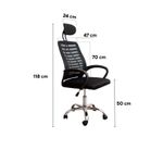 Silla ergonómica CADI ERGO con cabecera negro diagonal medidas