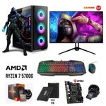 PC Gamer Ryzen 7 5700G 16GB SSD 1TB monitor 24" frontal