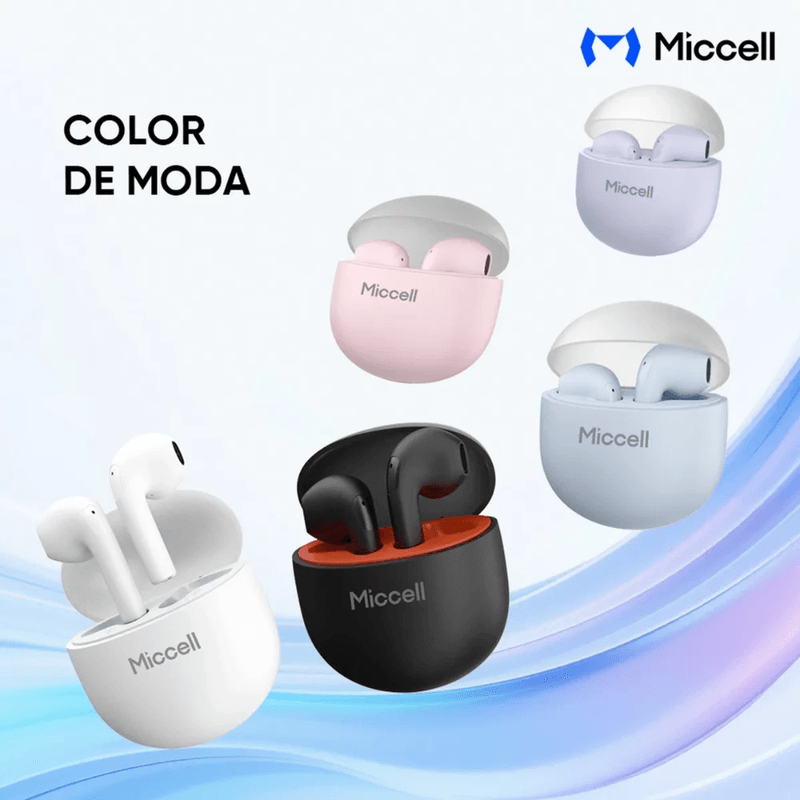 Audífonos Miccell BH12 TWS Bluetooth 5.4 30 h negro acabado negro