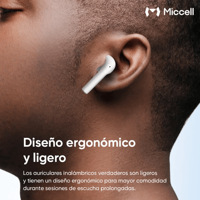 Audífonos Miccell BH12 TWS Bluetooth 5.4 30 h negro diseño in-ear