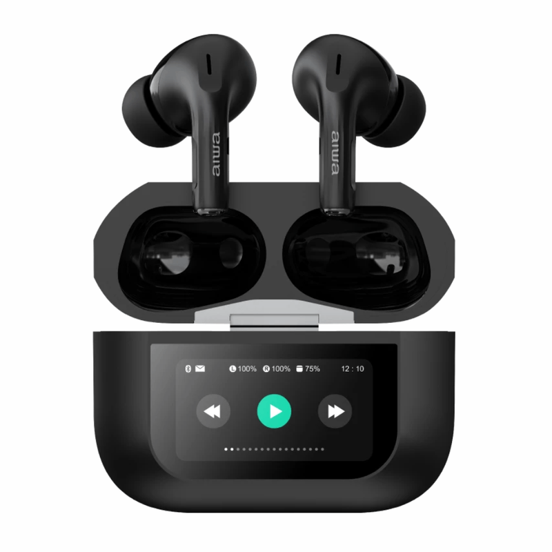 Audífonos AIWA AWTWSGPROB ANC Bluetooth 5.3 IPX4 negro frontal