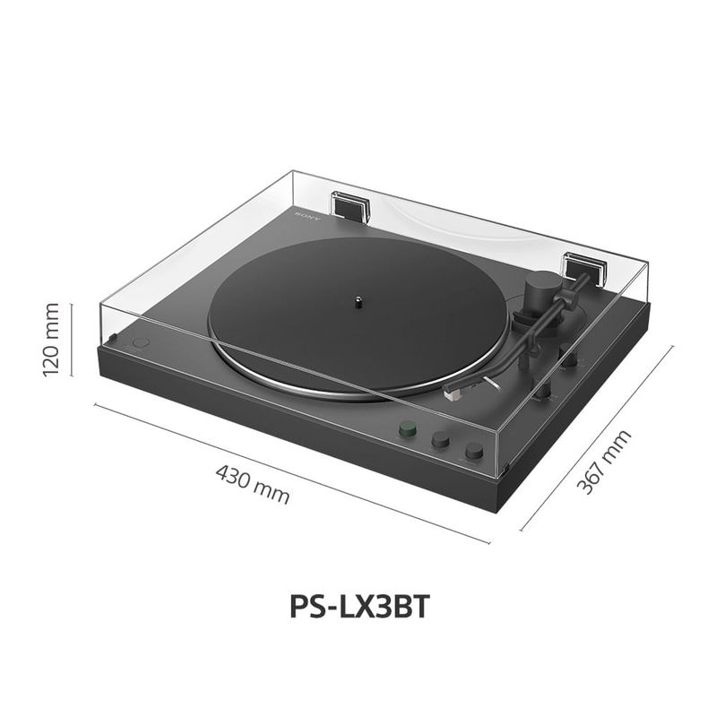 Tocadiscos Sony PS-LX3BT Bluetooth automático frontal oblicuo medidas