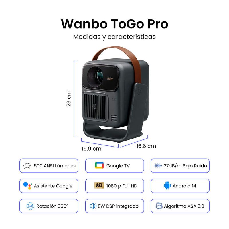 Proyector Wanbo ToGo Pro Google TV 500 ANSI Full HD especificaciones