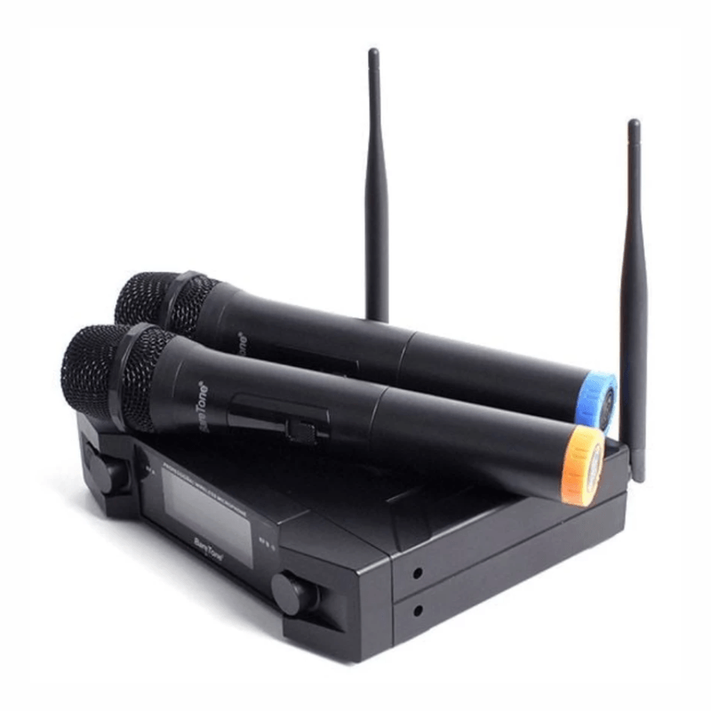 Pack 2 micrófonos Baretone WM-180H UHF cardioide 60 m negro lateral