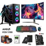 PC Gamer Ryzen 7 5700G 16GB SSD 500GB HDD 1TB monitor 27" frontal