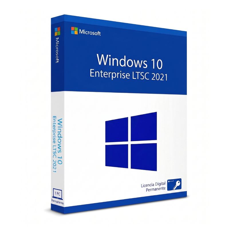Licencia Windows 10 Enterprise LTSC 2021 Permanente frontal oblicuo