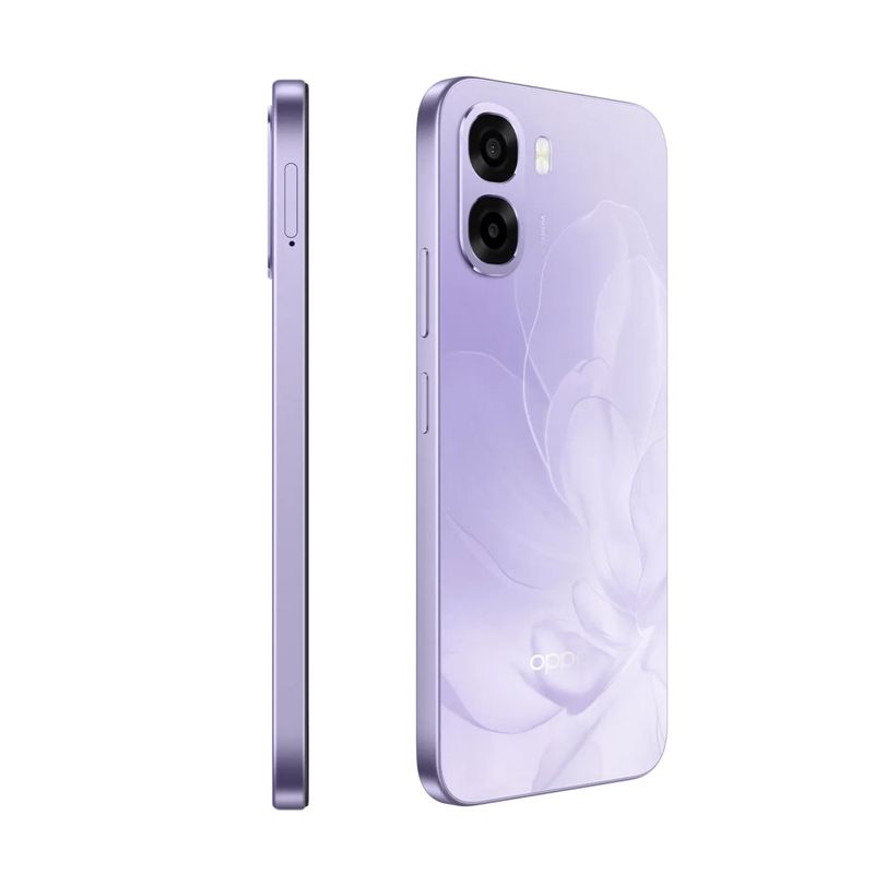 Celular Oppo A6x 5G 256GB 4GB RAM violeta frontal oblicuo
