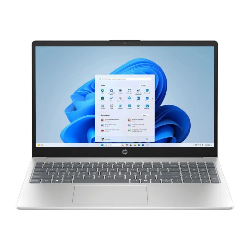 Laptop HP 15-fc0025wm Ryzen 5 1TB SSD táctil plateado frontal
