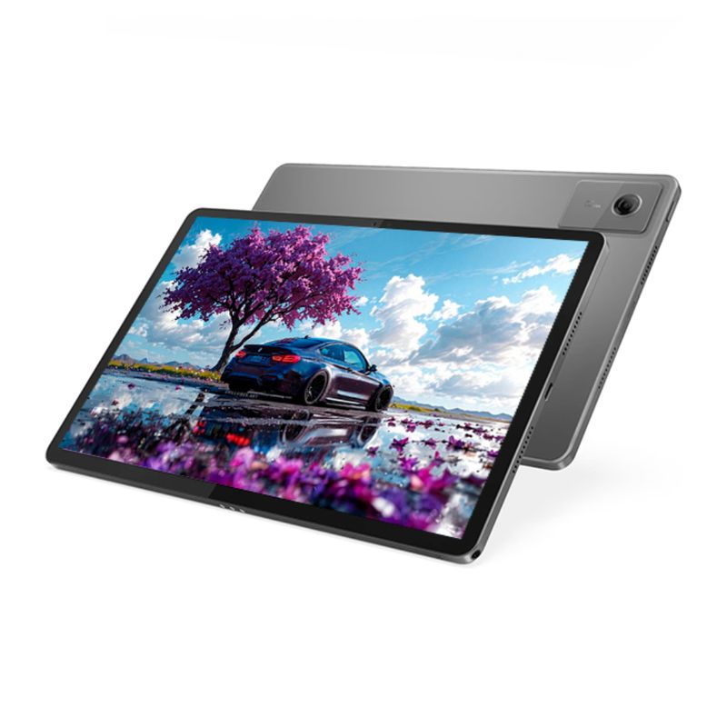Tablet Lenovo Idea Tab 11 128GB 8GB RAM gris frontal y dorsal oblicuo