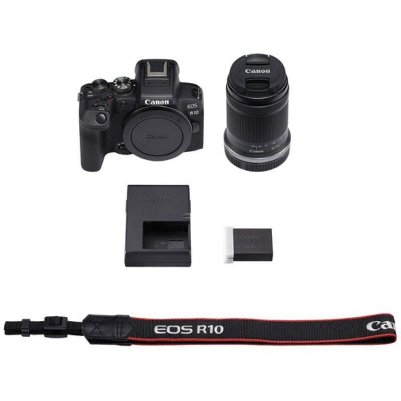 Cámara mirroless Canon EOS R10 24.2MP + lente 18-150mm negro  accesorios