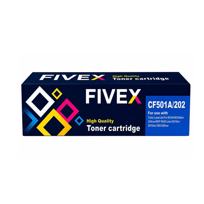 image-195Kit de 4 Tóner Fivex 202A para M254DW, M254DN y M281FDW oblicuo
