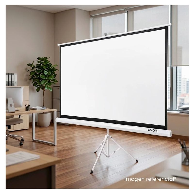 Ecran Evox Portátil 120” con Trípode 16:9 Blanco ambiente