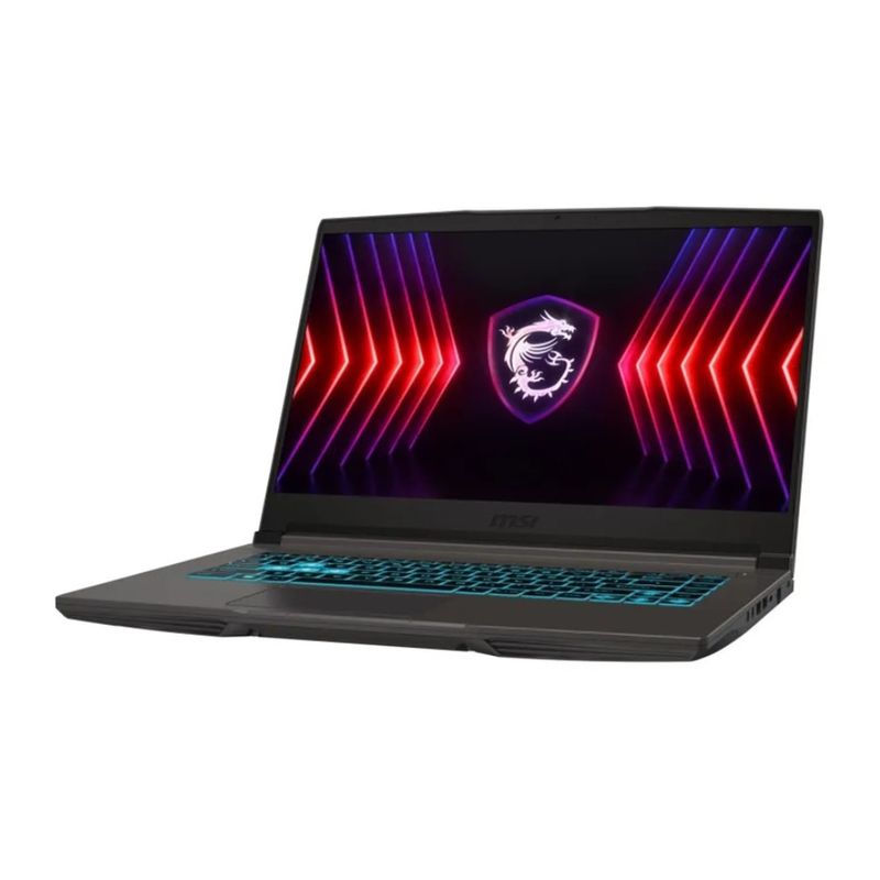 Laptop MSI Thin 15 Core i7 1TB SSD 16GB RAM RTX 4050 negro frontal oblicuo