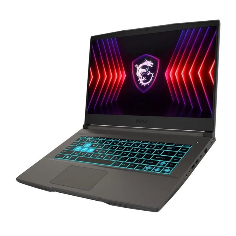 Laptop MSI Thin 15 Core i7 1TB SSD 16GB RAM RTX 4050 negro frontal oblicuo