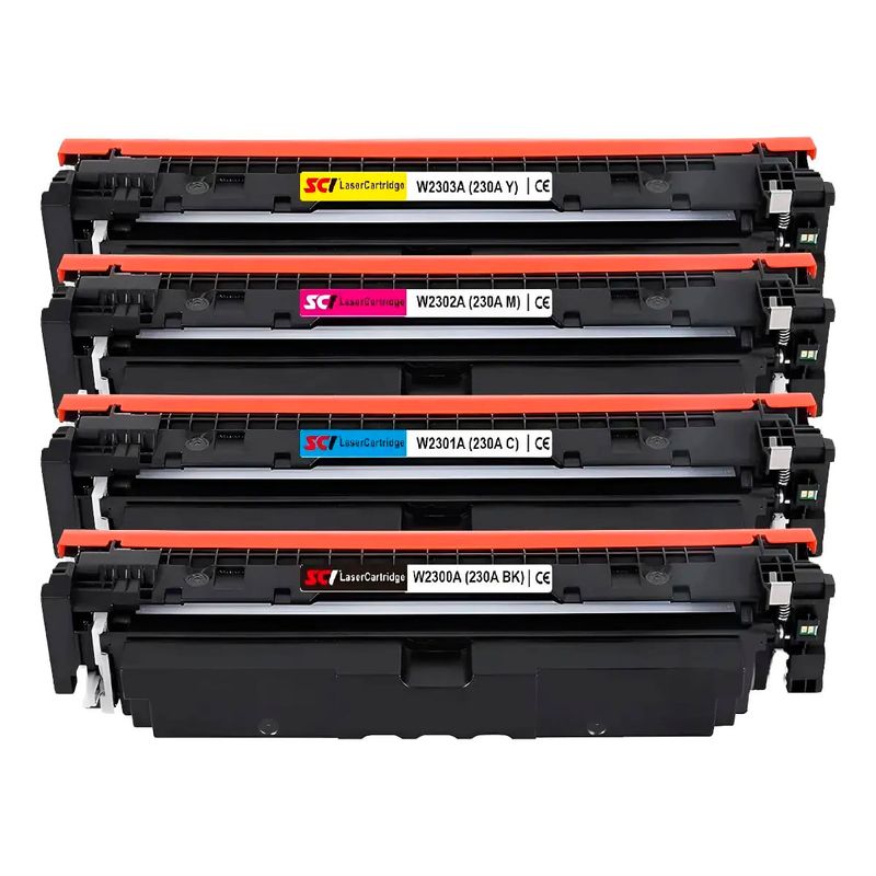 Kit Tóner Fivex 230A CMYK con Chip para HP LaserJet Pro lateral