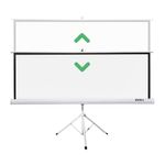 Ecran Evox Portátil 100” con Trípode 16:9 blanco frontal