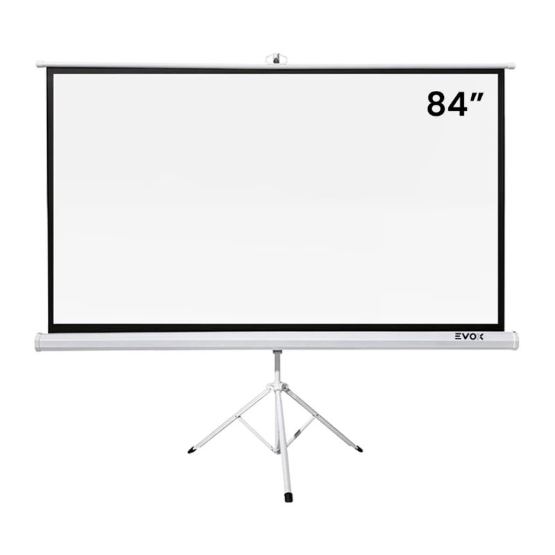 Ecran Evox Portátil 84 pulgadas con trípode 16:9 Blanco frontal