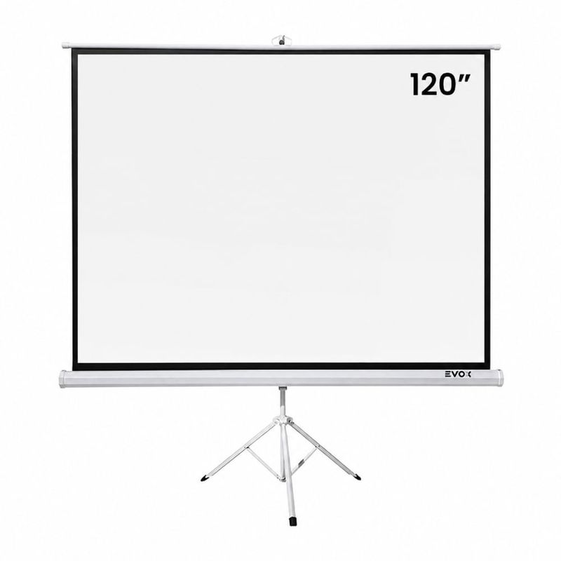 Ecran Evox 120” Fibra de Vidrio Trípode 4:3 blanco frontal