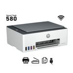Impresora HP Smart Tank 580 multifuncional con Wi-Fi y USB frontal oblicuo