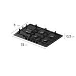Encimera Electrolux KE5CB 5 hornillas 75 cm vidrio templado oblicuo