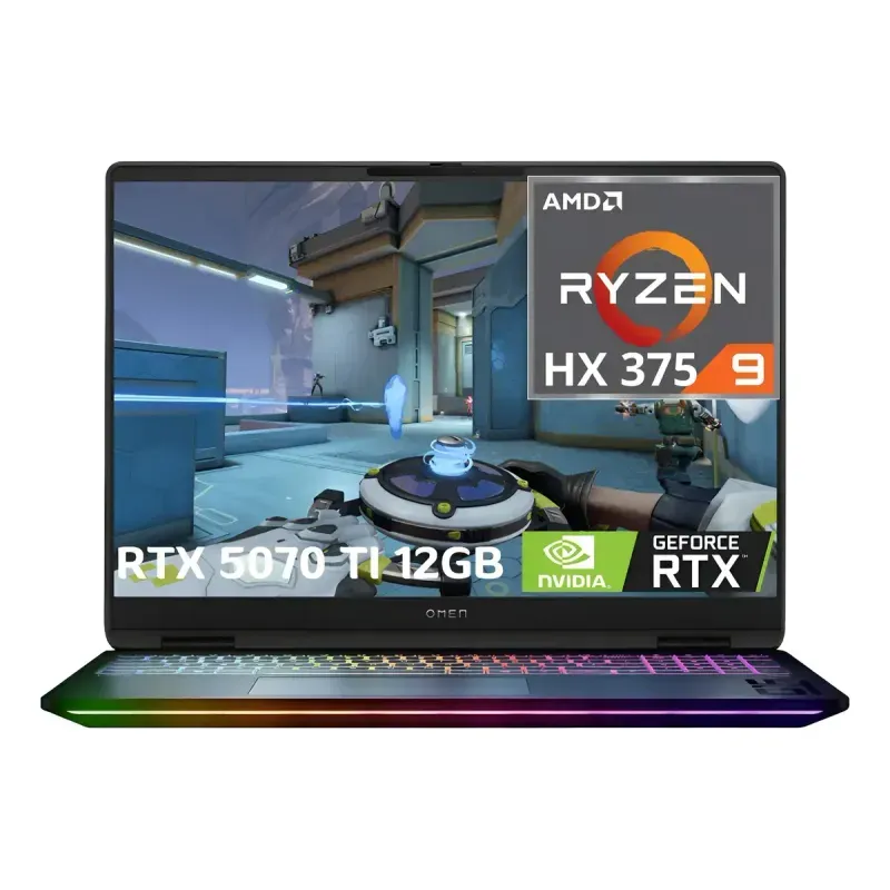 Laptop gamer HP Omen Max 16 Ryzen AI 9 RTX 5070 Ti 240 Hz frontal