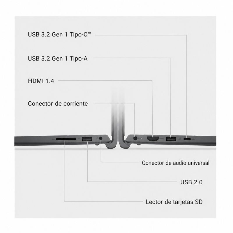 Laptop Dell LDC15250 Core i5 512GB táctil negro puerto