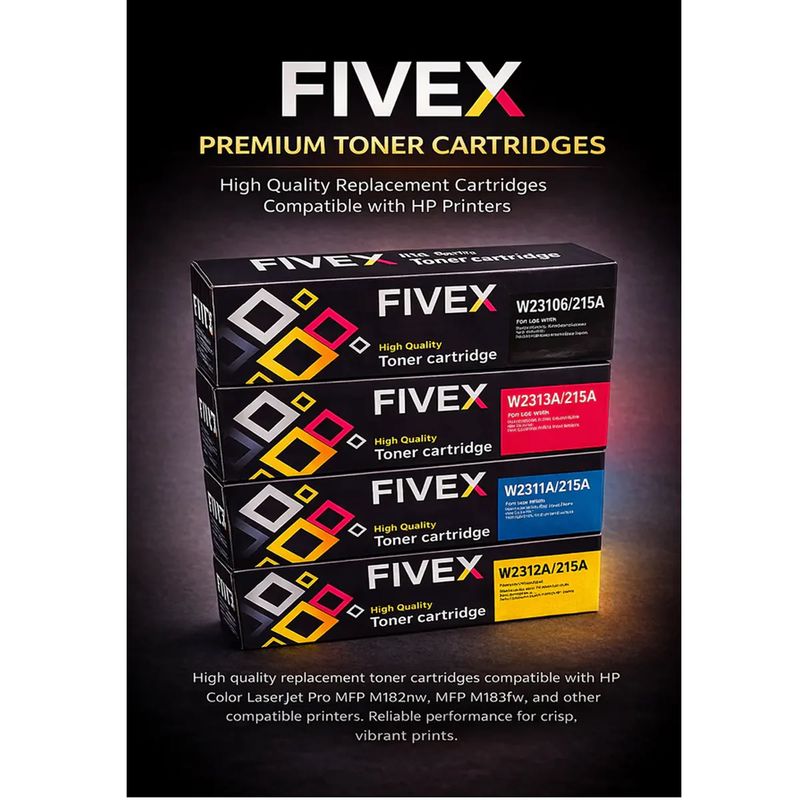 Kit de tóner Fivex 215A CMYK para HP M155a M182nw M183fw  capacidad