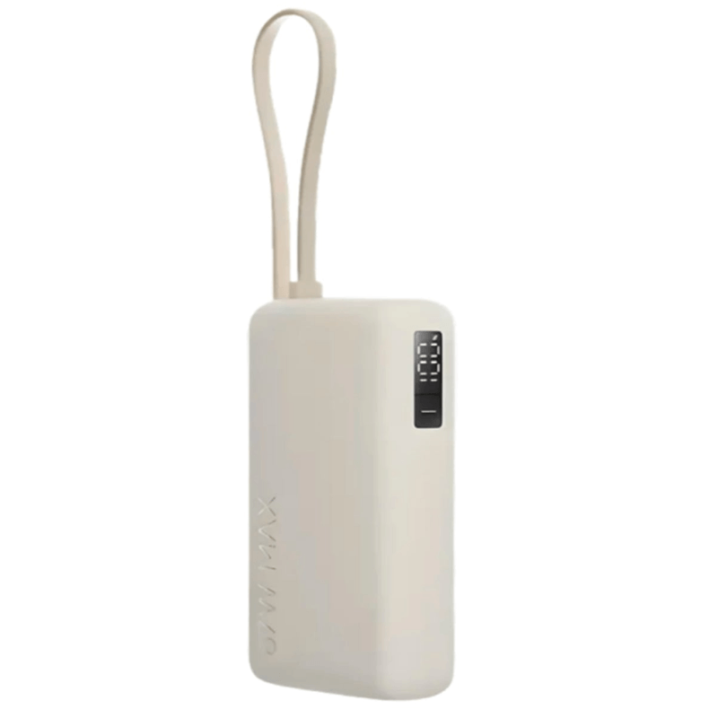 Power bank Xiaomi PB100DPW 10000 mAh 67 W cable USB-C beige frontal oblicuo