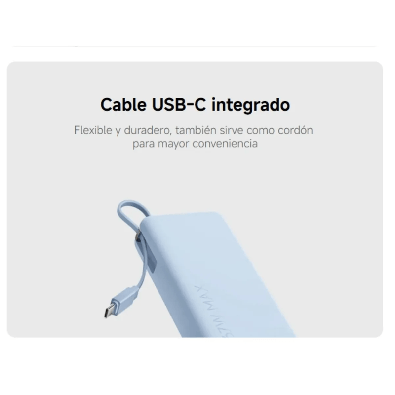 Power bank Xiaomi PB200DPW 20000 mAh 67 W cable USB-C azul capacidad
