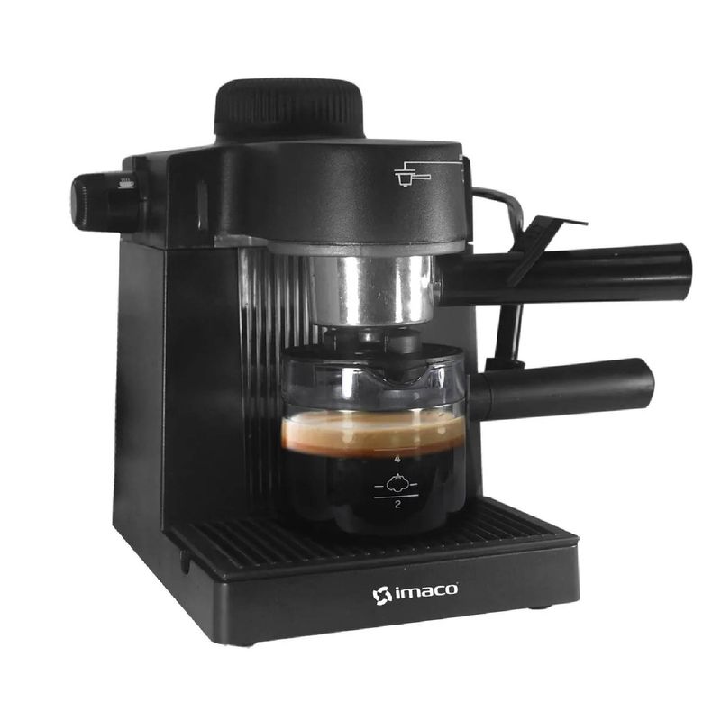 Cafetera Imaco IECM5B espresso 5 bares 4 tazas 670 W negra frontal oblicuo