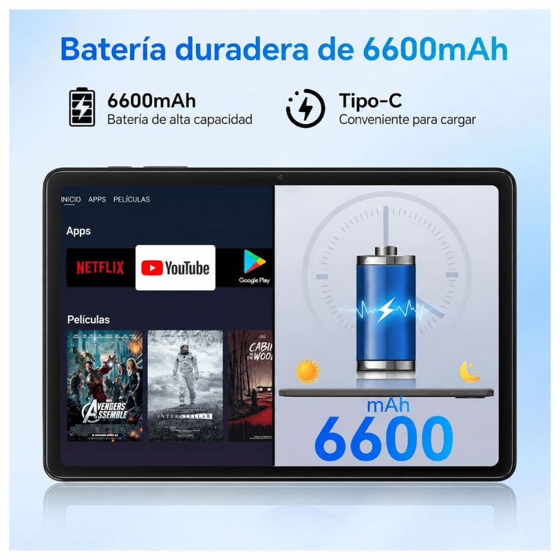 Tablet Blackview Tab 20 10.1 pulgadas 64GB Wi-Fi gris batería