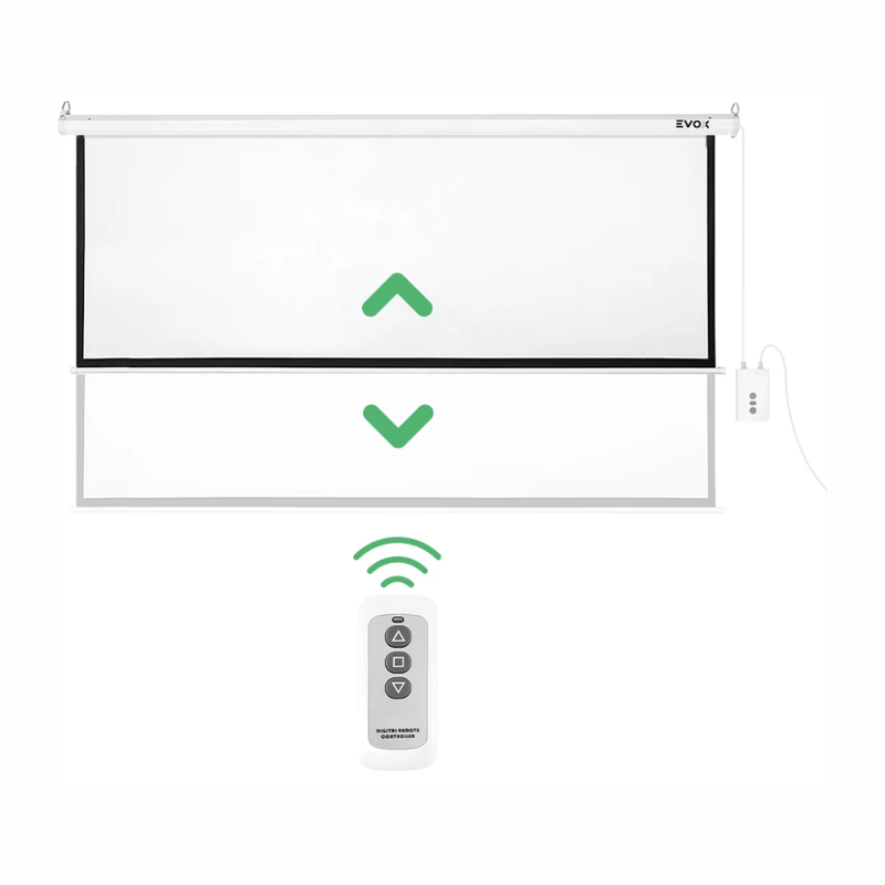 Ecran Evox eléctrico retráctil 100" 16:9 blanco mate pantalla retraída