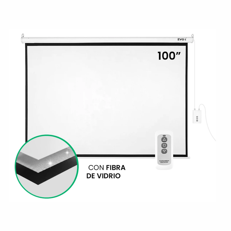 Ecran Evox eléctrico retráctil 100" 4:3 fibra de vidrio frontal
