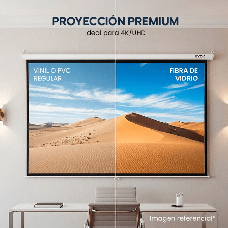 Ecran Evox manual retráctil 120" 4:3 fibra de vidrio instalación en pared
