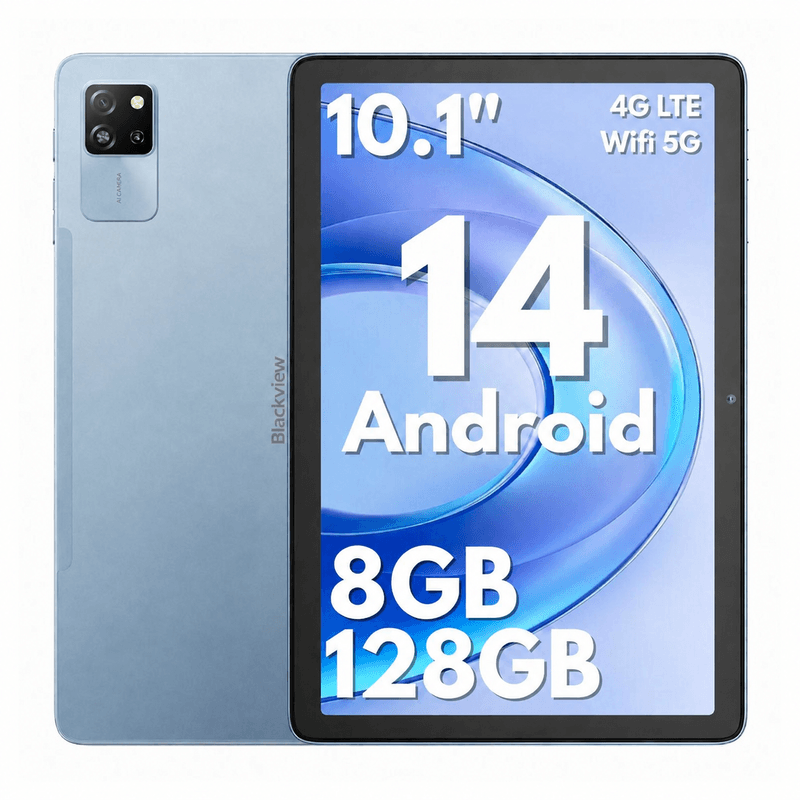 Tablet Blackview Tab 60 Pro 10.1 pulgadas 4G LTE 128GB Azul frontal y dorsal